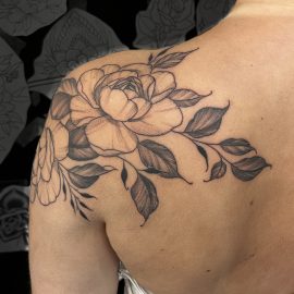 Floral tattoo on shoulder
