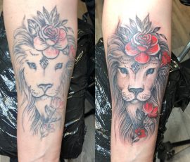 Re-worked lion tattoo
