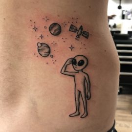 cartoon alien tattoo
