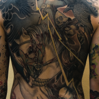 Japanese style tattoo backpiece done by Phetrus at Tiger and Rose Tattoo, London