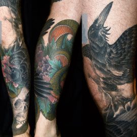 Japanese crow tattoo