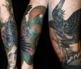 Japanese crow tattoo