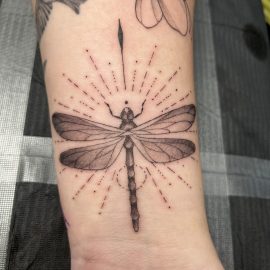 Fine line Dragonfly tattoo