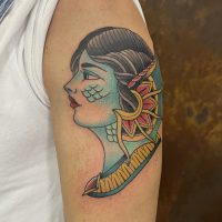 American traditional mermaid tattoo done by Anna at Tiger and Rose Tattoo, Seven Sisters, London