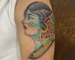 American Traditional Tattoos American traditional mermaid tattoo done by Anna at Tiger and Rose Tattoo, Seven Sisters, London