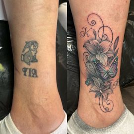 Tattoo cover up done by Peter at Tiger and Rose Tattoo, London, N15