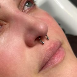 Septum piercing done at Tiger & Rose Tattoo, London