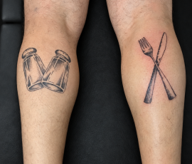 Salt and pepper and cutlery tattoos