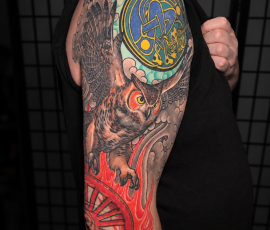 Japanese style sleeve tattoo done by Phetrus at Tiger and Rose Tattoo, London