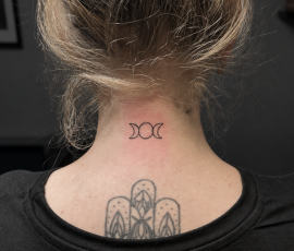 triple moon tattoo on neck