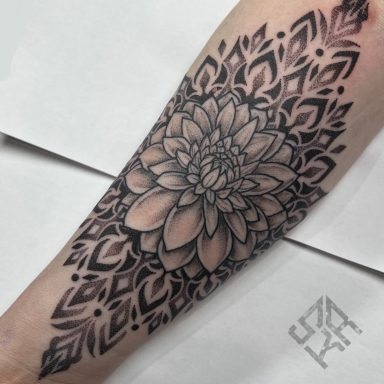 Geometric tattoo done at Tiger and Rose Tattoo, London