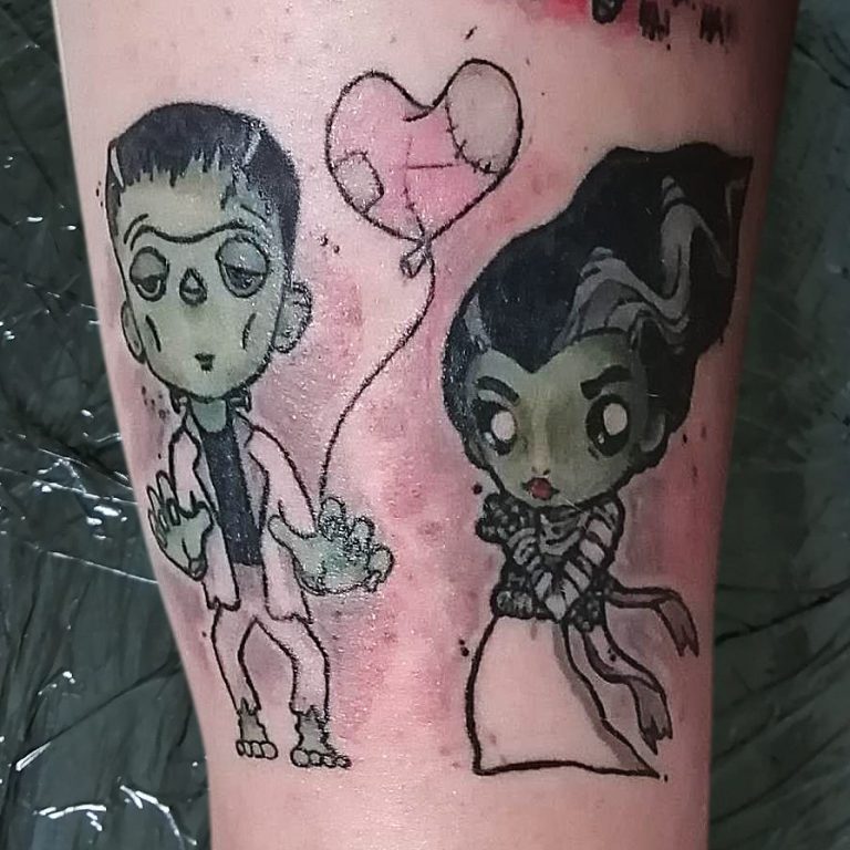 Monsters bride and groom tattoo