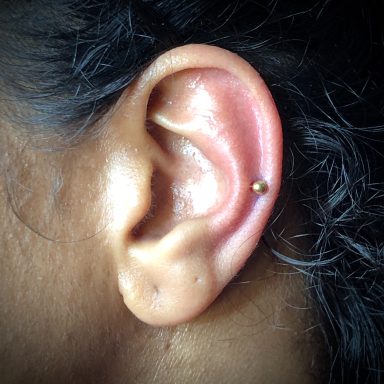 Helix piercing done at Tiger and Rose Tattoo