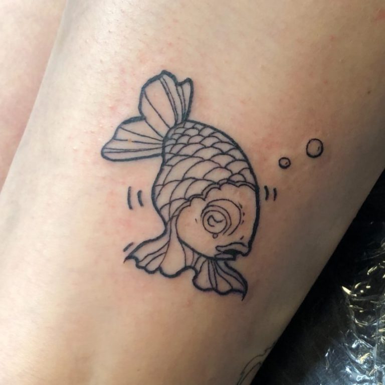 Cartoon fish tattoo done at Tiger and Rose Tattoo, London