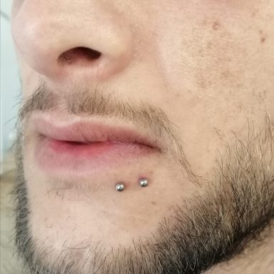 Lip piercings done at Tiger and Rose Tattoo, London