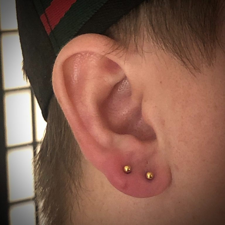 double ear lobe piercings 