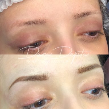 Before and after powder brows