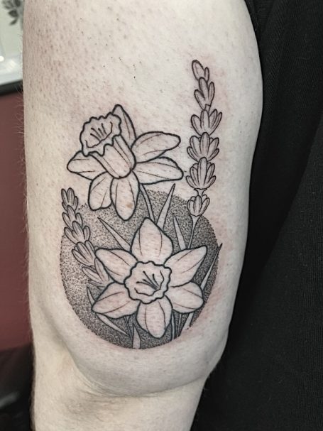 Daffodil tattoo done at Tiger and Rose Tattoo, London