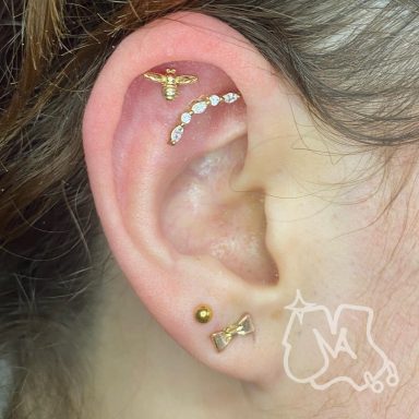 Flay helix piercing done at Tiger and Rose Tattoo