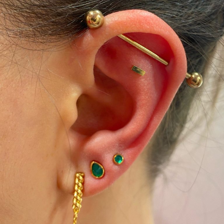 Ear piercings done at Tiger and Rose Tattoo, London