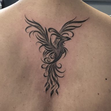 Phoenix tattoo done at Tiger and Rose Tattoo, London