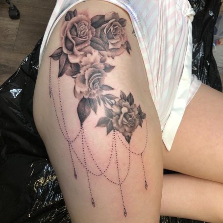 Rose tattoo done at Tiger and Rose Tattoo, London