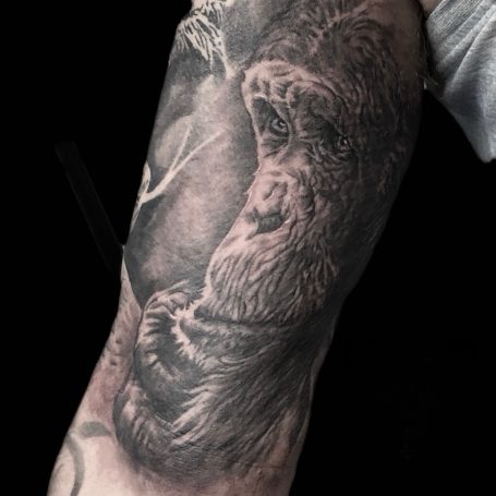 realism chimpanzee tattoo
